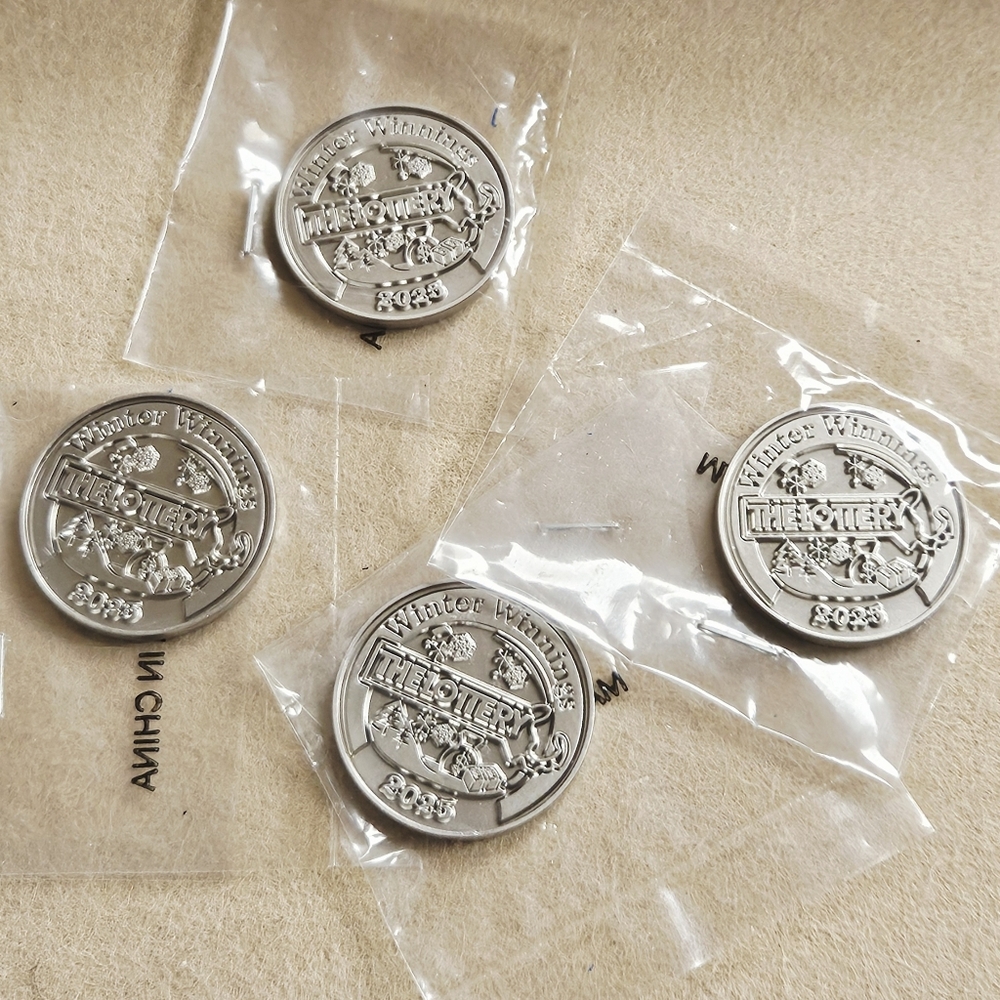 NWT 》4×《 THE LOTTERY "WINTER WINNINGS 2025" SCRATCHER COIN COLLECTIBLES!